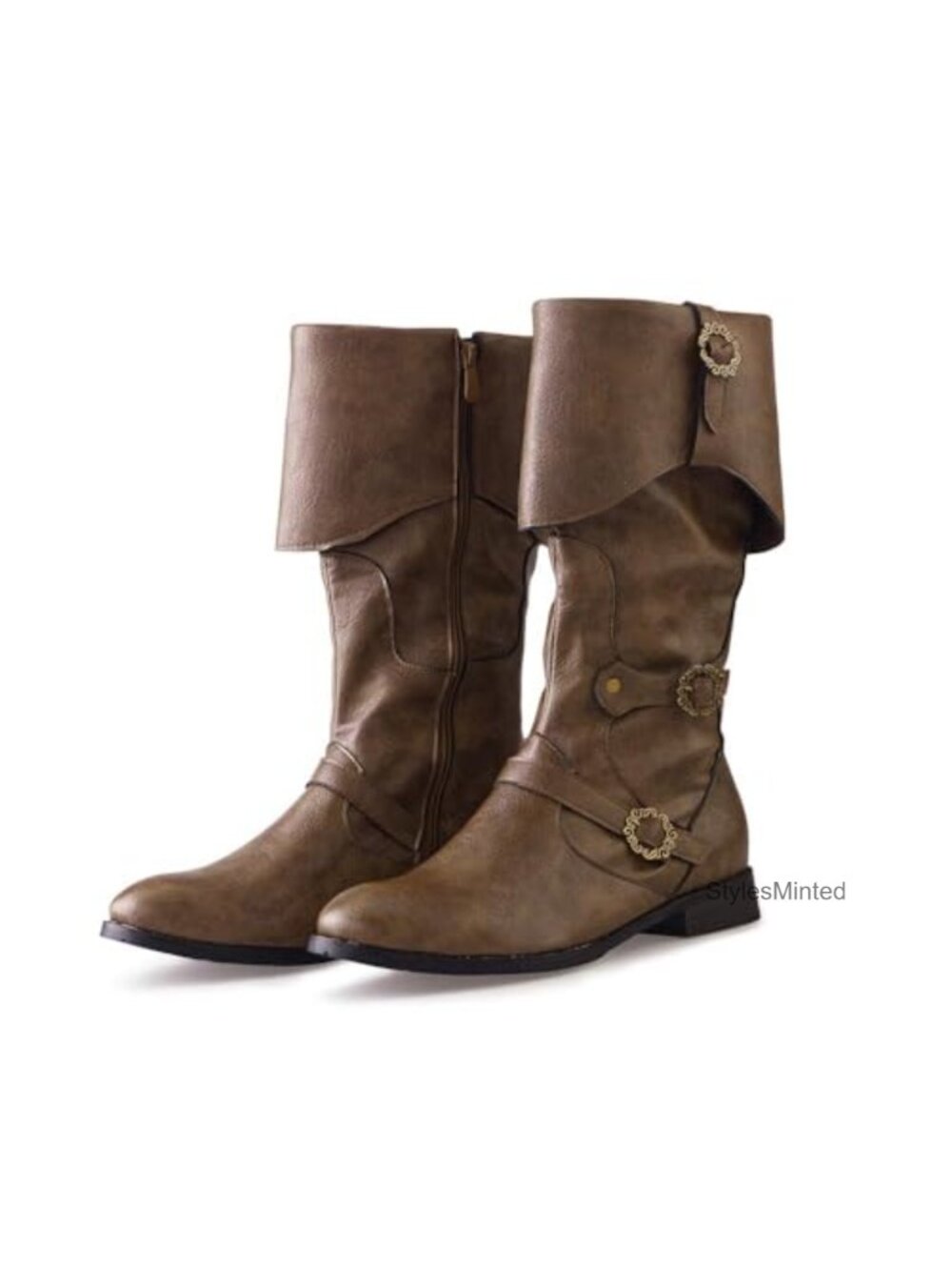 Men's Faux Leather Medieval Viking Pirate Costume Boots Cosplay
